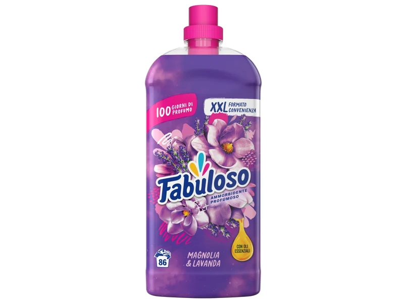 Ammorbidente concentrato Fabuloso, magnolia e lavanda, 1.9l, 86 lavaggi per lavatrice $