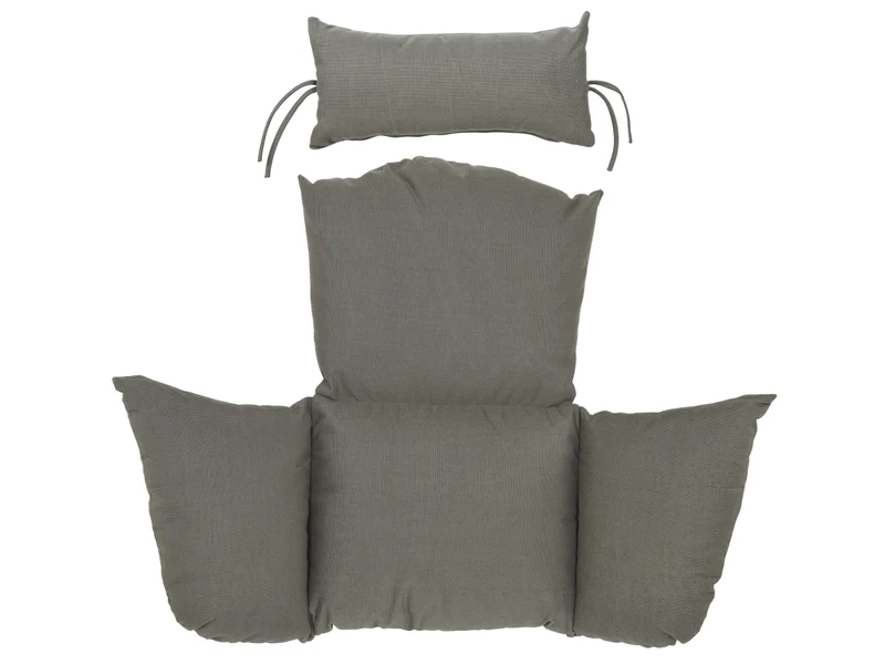 Cuscino con poggiatesta e seduta per sedia a uovo, idrorepellente in poliestere, grigio - 100x123x15cm - Kaemingk
