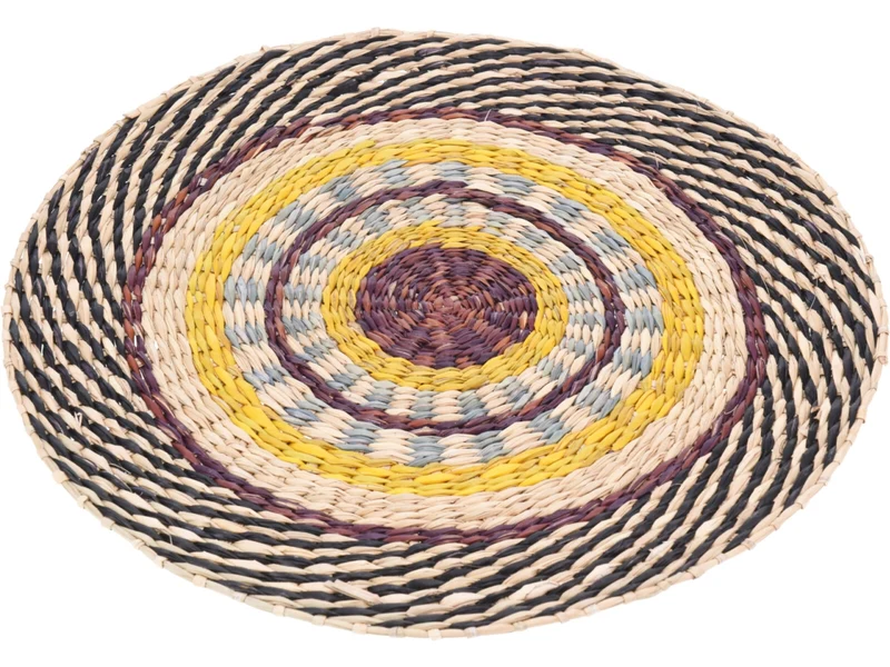 Tovaglietta Rotonda multicolor in vimini, Etnica Fatta a Mano, 35cm - Koopman