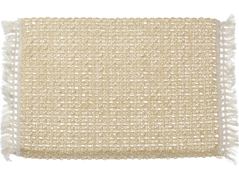 Tovaglietta segnaposto quadrata in paglia Boho Intrecciata con Bordo Sfrangiato - Koopman H&S - 45x30 cm