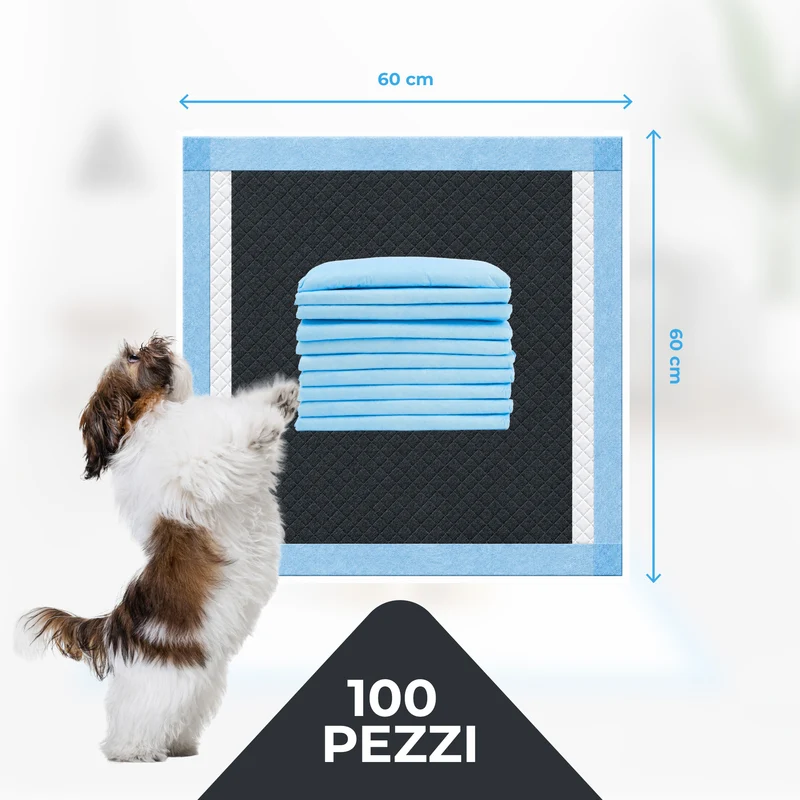 100 Pezzi Tappetini Assorbenti per Cani 60x60 cm con Carboni Attivi Il Gruppone