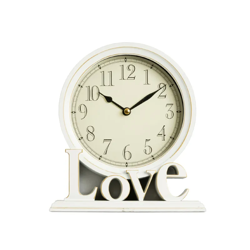 Orologio da Tavolo Decorativo Love in Legno MDF Bianco Il Gruppone