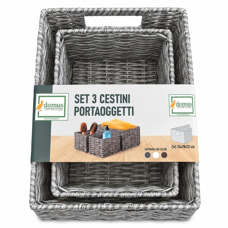 Cestini Portaoggetti Set 3 Pz