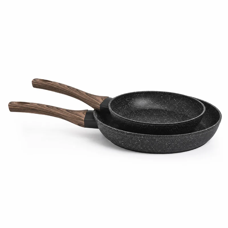 Set 2 Padelle Antiaderenti Induzione 24 cm e 28 cm Effetto Pietra