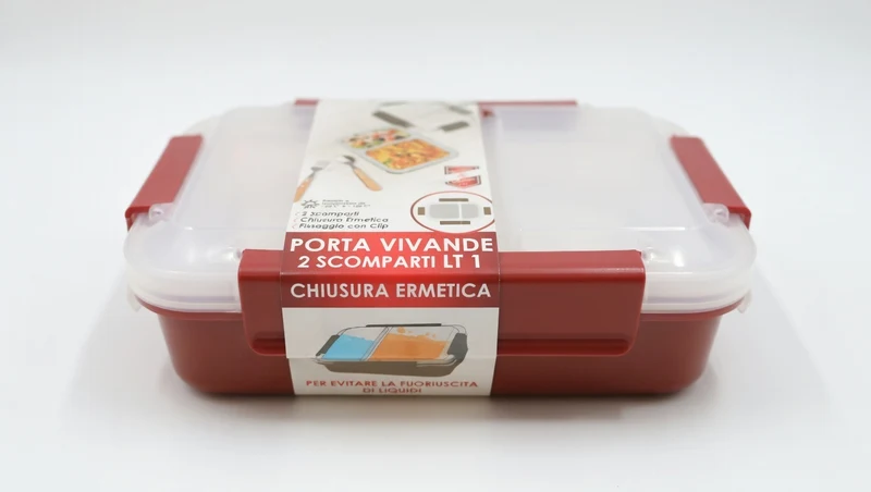Kasaviva Porta Vivande Ermetico 1 Litro | Lunch Box 2 Scomparti Salva-Goccia | Contenitore Pranzo per Ufficio e Scuola | Disponibile in Vari Colori