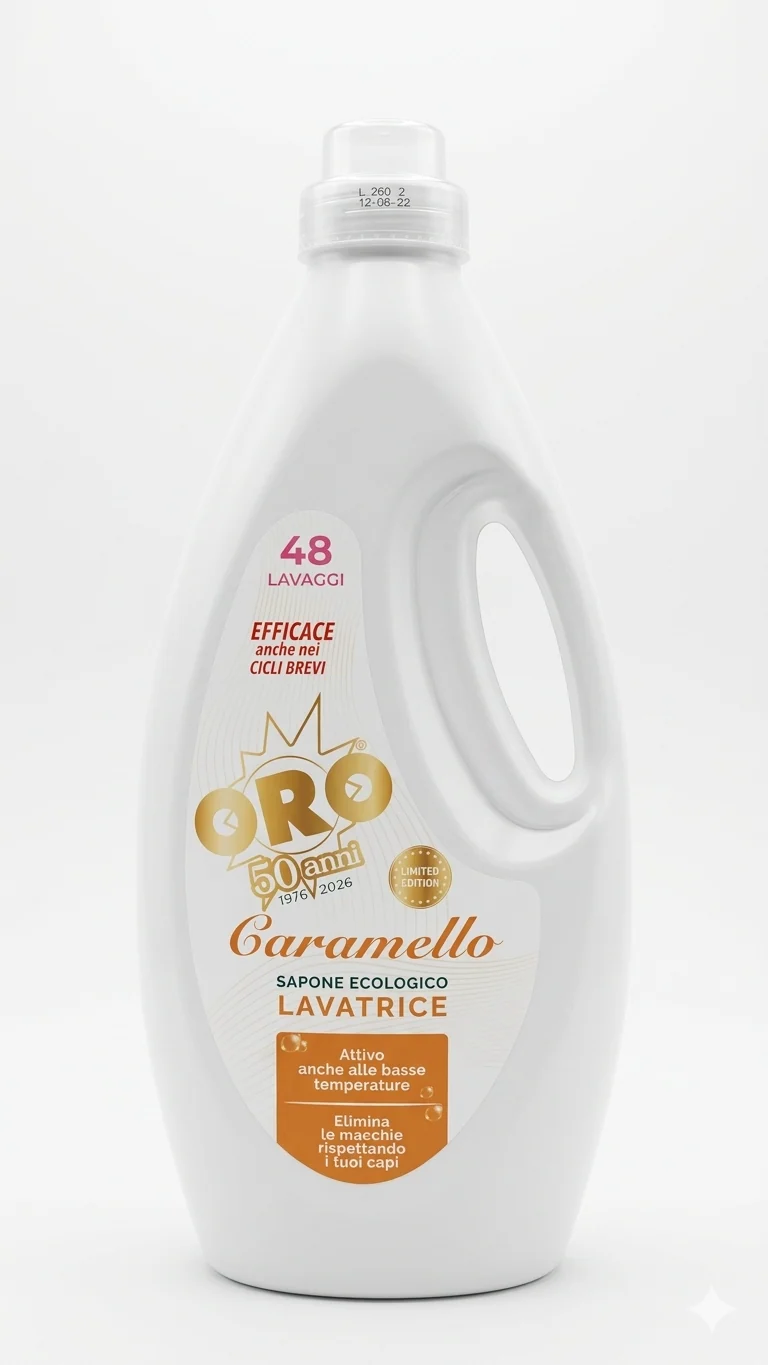 ORO Lavatrice Sapone Ecologico Caramello 2200ml | Detersivo 48 Lavaggi | Edizione Limitata 50anni | Efficace nei Cicli Brevi