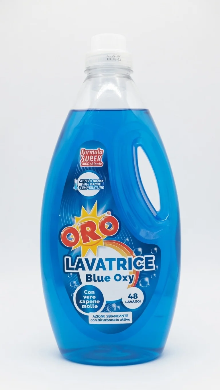 ORO Lavatrice Blue Oxy 2200ml | Detersivo 48 Lavaggi con Vero Sapone Molle | Azione Sbiancante con Bicarbonato Attivo