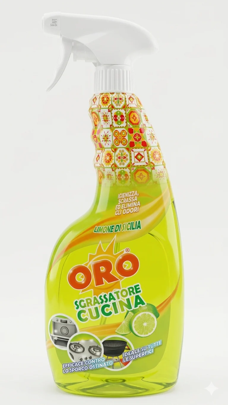 ORO Sgrassatore Cucina Limone di Sicilia 750ml | Igienizza, Sgrassa ed Elimina Odori | Efficace contro lo Sporco Ostinato