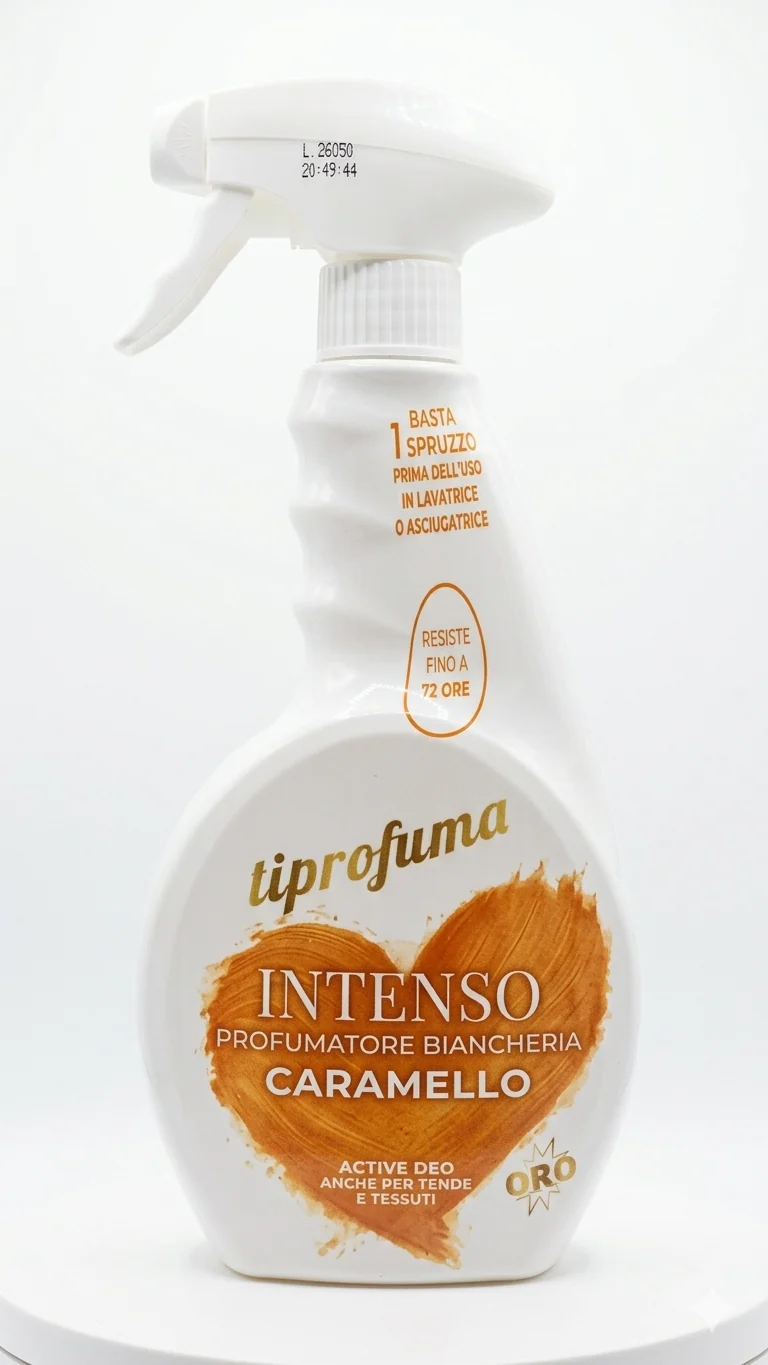 ORO Triprofuma Intenso Caramello 650ml | Profumatore Biancheria e Tessuti Alta Persistenza | Active Deo per Tende e Divani
