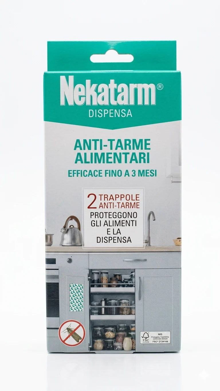 Nekatarm Dispensa Anti-Tarme Alimentari | Confezione 2 Trappole a Feromoni | Protezione Alimenti fino a 3 Mesi