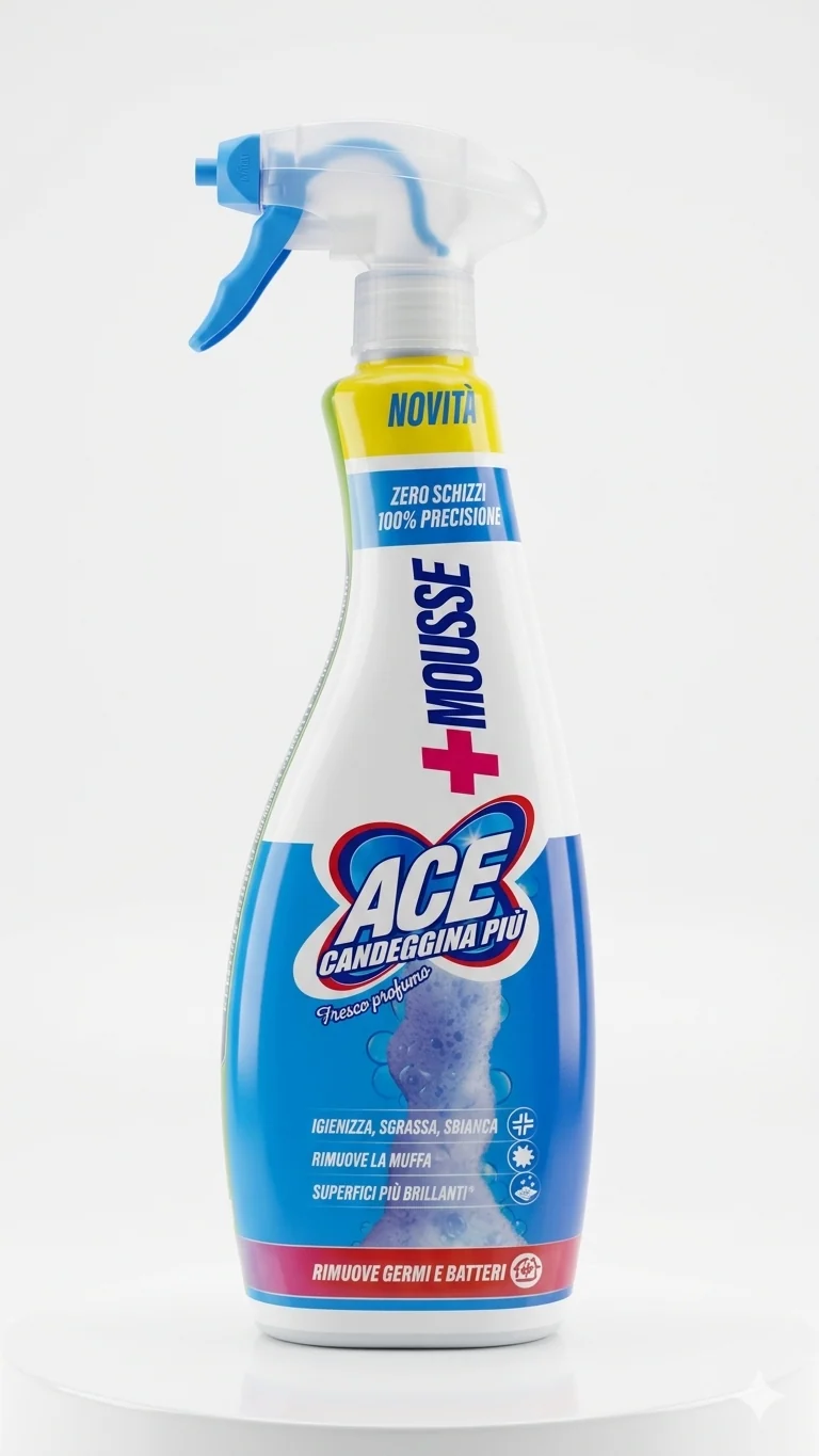 ACE Candeggina Più Mousse Fresco Profumo | Igienizzante, Sgrassante e Sbiancante | Azione Antimuffa e Rimozione Batteri