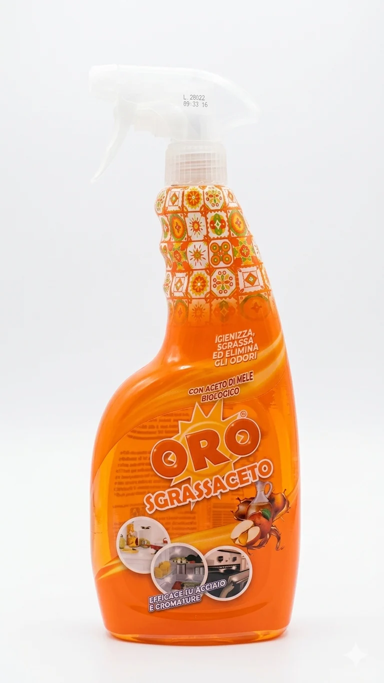ORO Sgrassaceto Spray 750ml con Aceto di Mele Biologico | Igienizzante e Sgrassatore Universale