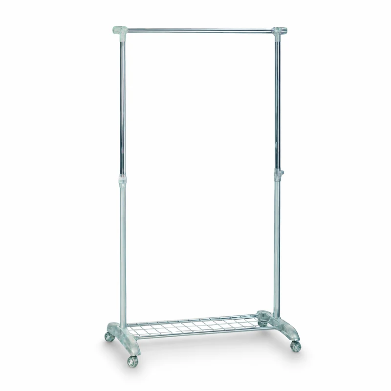 Stand appendi abiti rack con ruote telescopico in acciaio con mensola per scarpe
