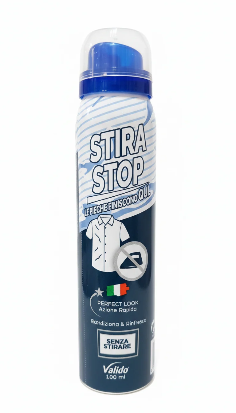 StiraStop Spray Elimina Pieghe – Stiratura Istantanea Senza Ferro – Formato Viaggio 100ml – Rinfresca e Ricondiziona i Tessuti