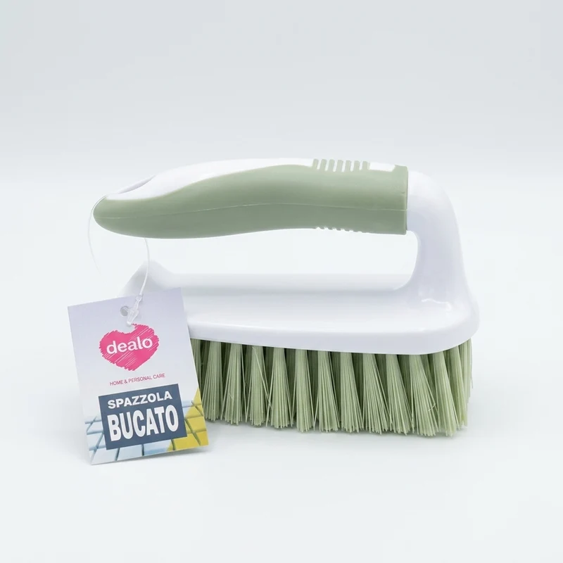 Dealo Spazzola Bucato Ergonomica – 14 cm – Impugnatura Soft-Touch Antiscivolo – Ideale per Pre-trattare Macchie Difficili su Tessuti e Colletti