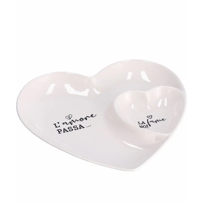 Antipastiera a forma di cuore con scritte 26 cm