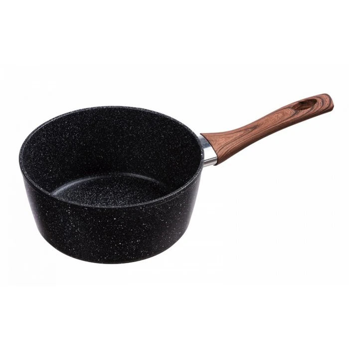 Casseruola per induzione antiaderente e antigraffio, manico effetto legno - Black Stone