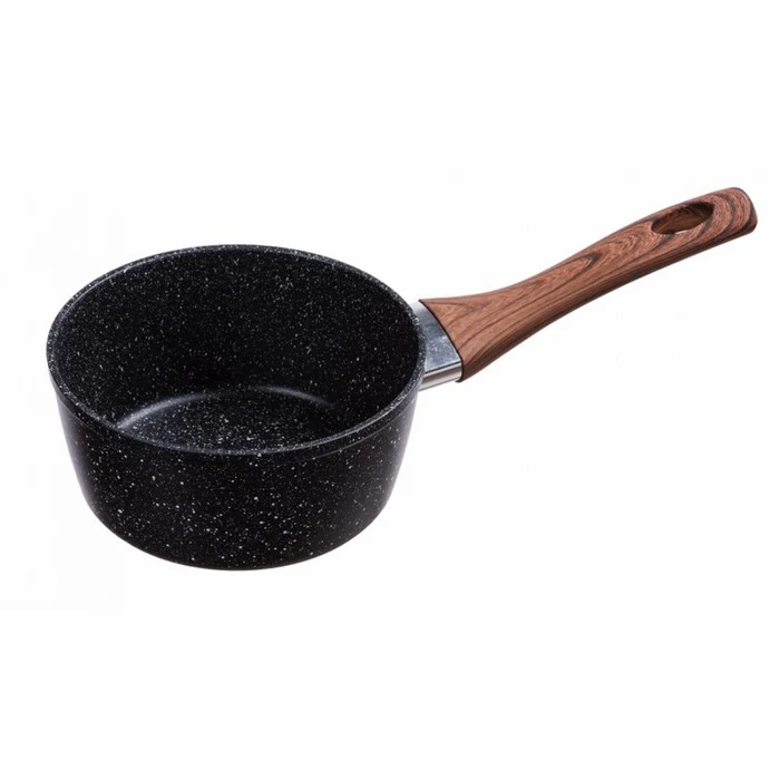 Casseruola per induzione antiaderente e antigraffio, manico effetto legno - Black Stone