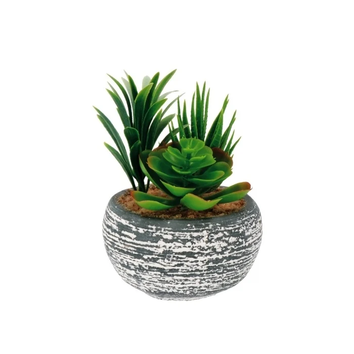 Vaso decorativo con piantine grasse artificiali