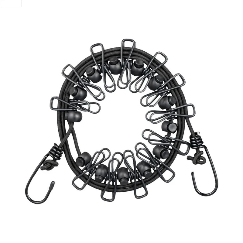 Stendibiancheria da Viaggio con 12 Molle – Corda Elastica 2 Metri