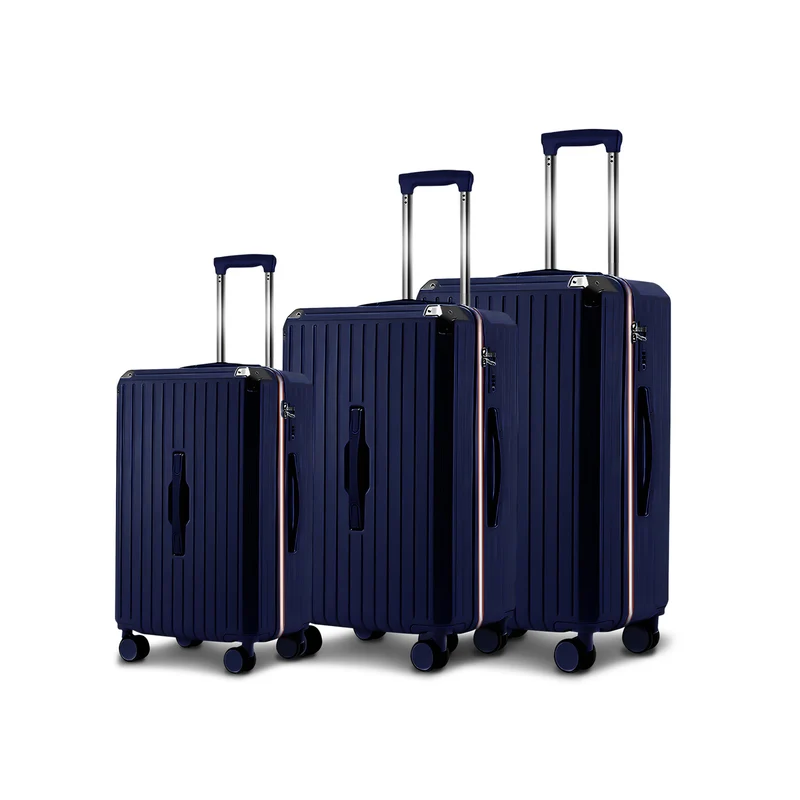 Valigie Trolley Blu 55-66-76 cm in ABS con Doppie Ruote Girevoli