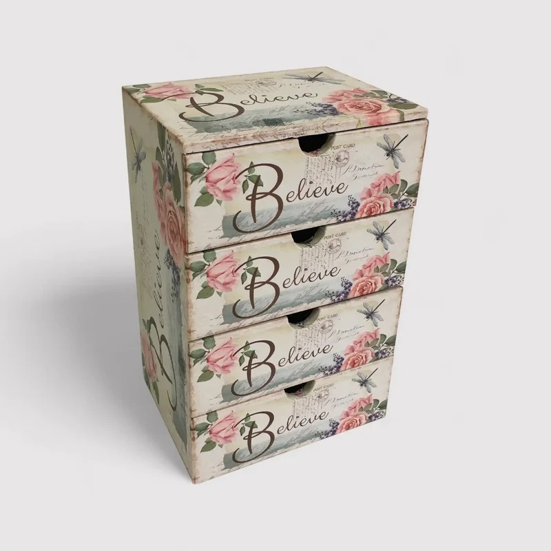 Iresine - Cassettiera da tavolo bianca con 4 cassetti