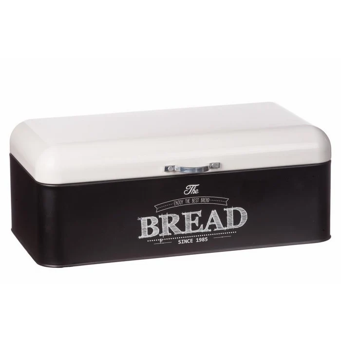 Portapane in latta nera con scritta bread