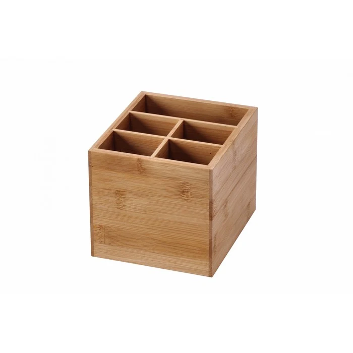 Portaoggetti cubico in bamboo 5 spazi