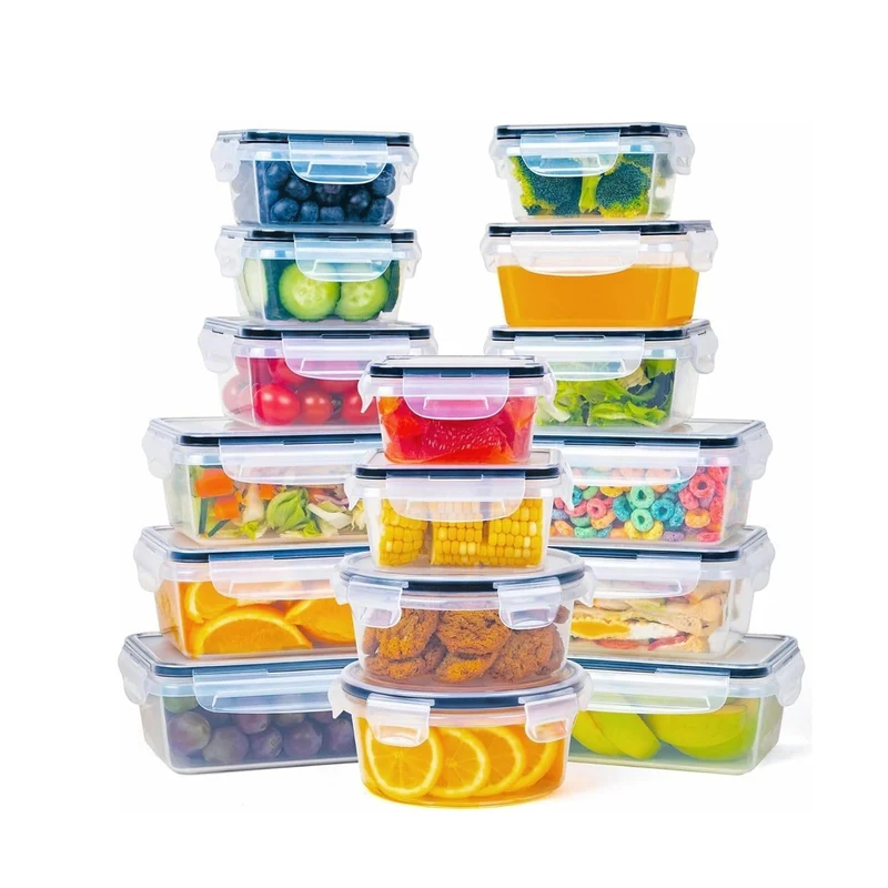 Kit 16 Contenitori Alimentari per Frigo e Dispensa– Chiusura a Scatto Sicura