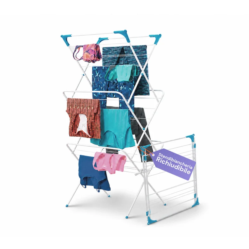 Stendibiancheria in Acciaio 61x44x138cm – Verticale, 4 Ganci e Pieghevole