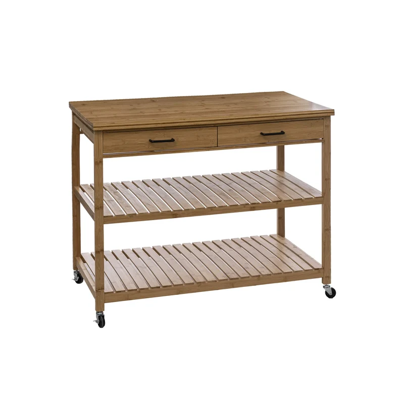 Isola Per Cucina 4 Livelli Con Ruote In Bambù 90x108cm
