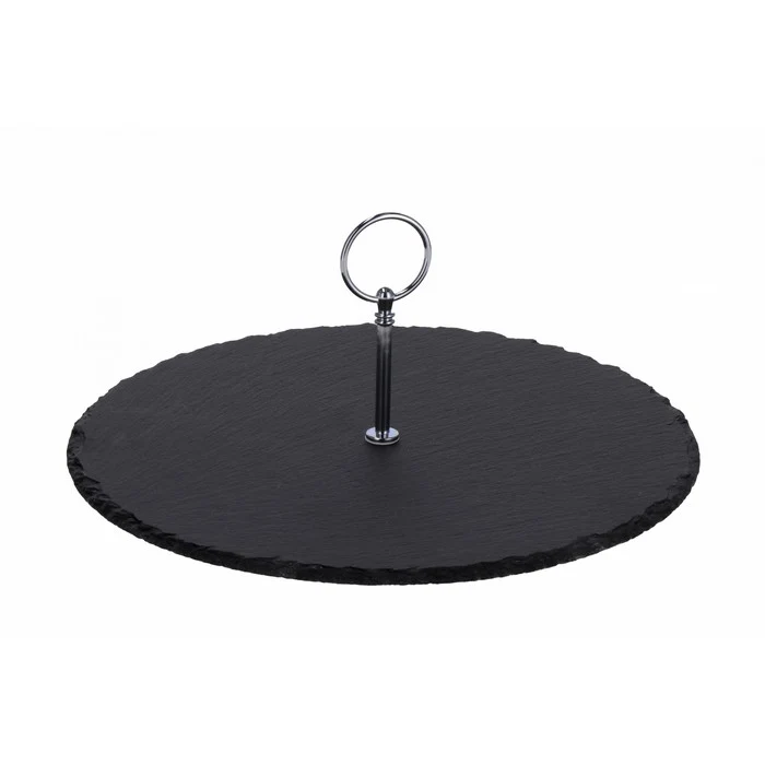 Centrotavola tondo in ardesia con manico in metallo 30 cm