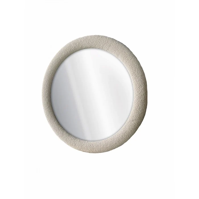 Specchio tondo con cornice bouclé 100 cm
