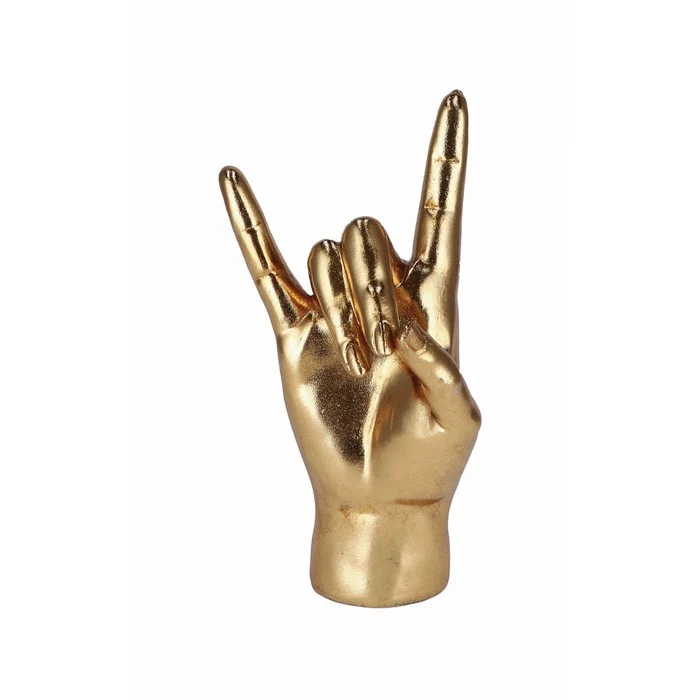 Mano dorata in resina corna 25 cm - Rock