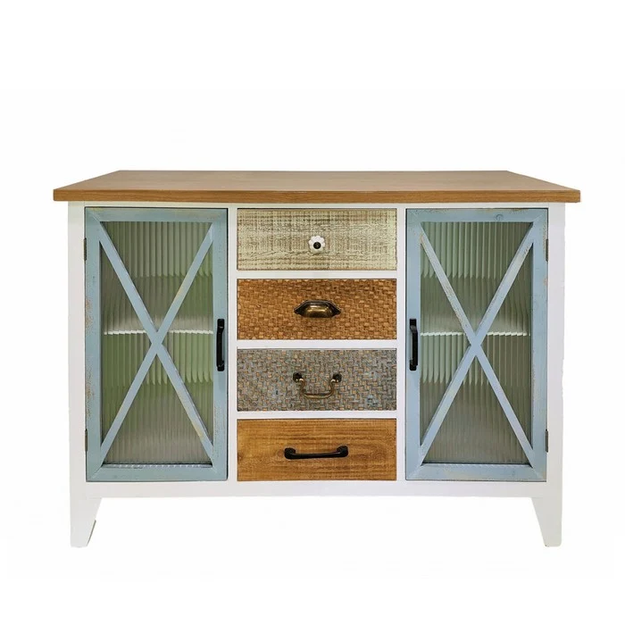 Credenza in legno con 2 ante e 4 cassetti