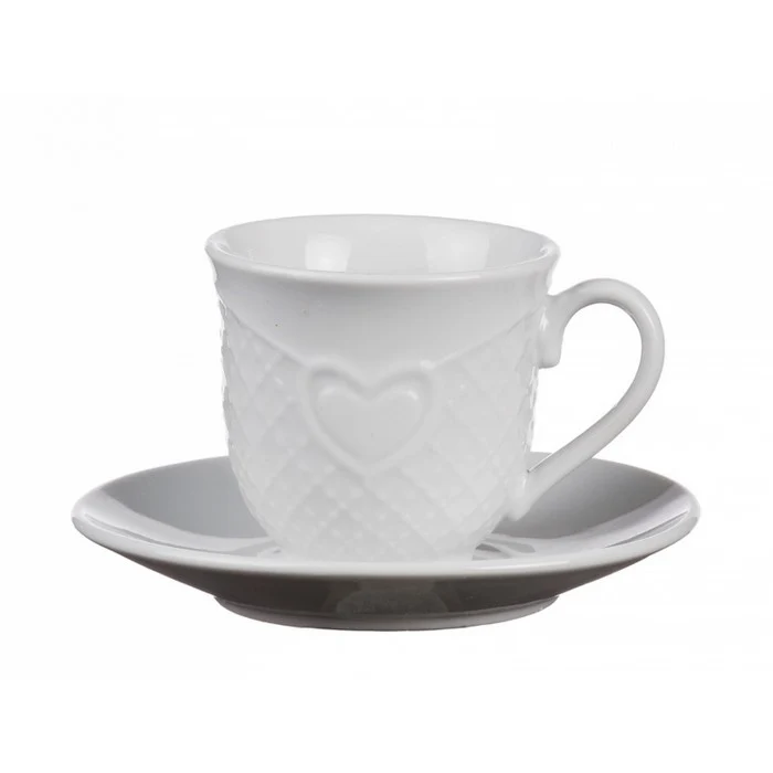 Set 6 tazzine da caffè in porcellana con cuore