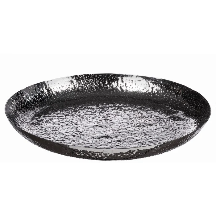 Vassoio tondo in metallo argento 40 cm