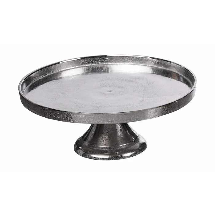 Alzata tonda in metallo argento 30 cm