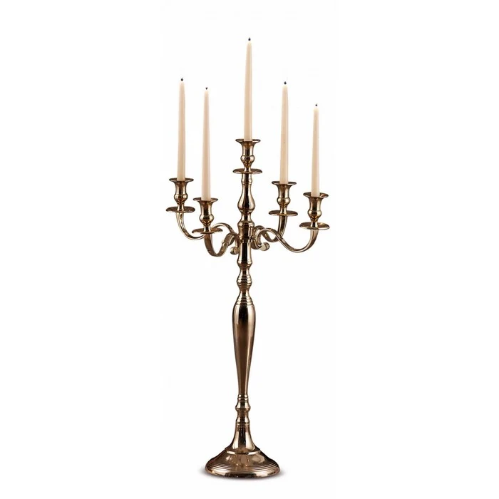 Candeliere Golden in metallo 5 fiamme