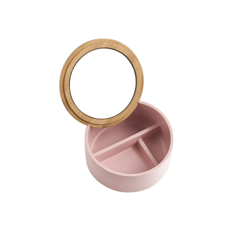 Specchio Portagioie Rotondo In Poliresina Rosé