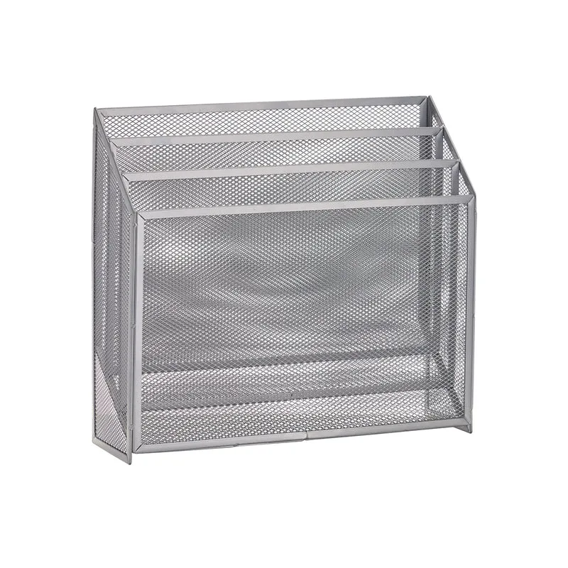 Portariviste In Metallo Argento 32x9x29,5cm