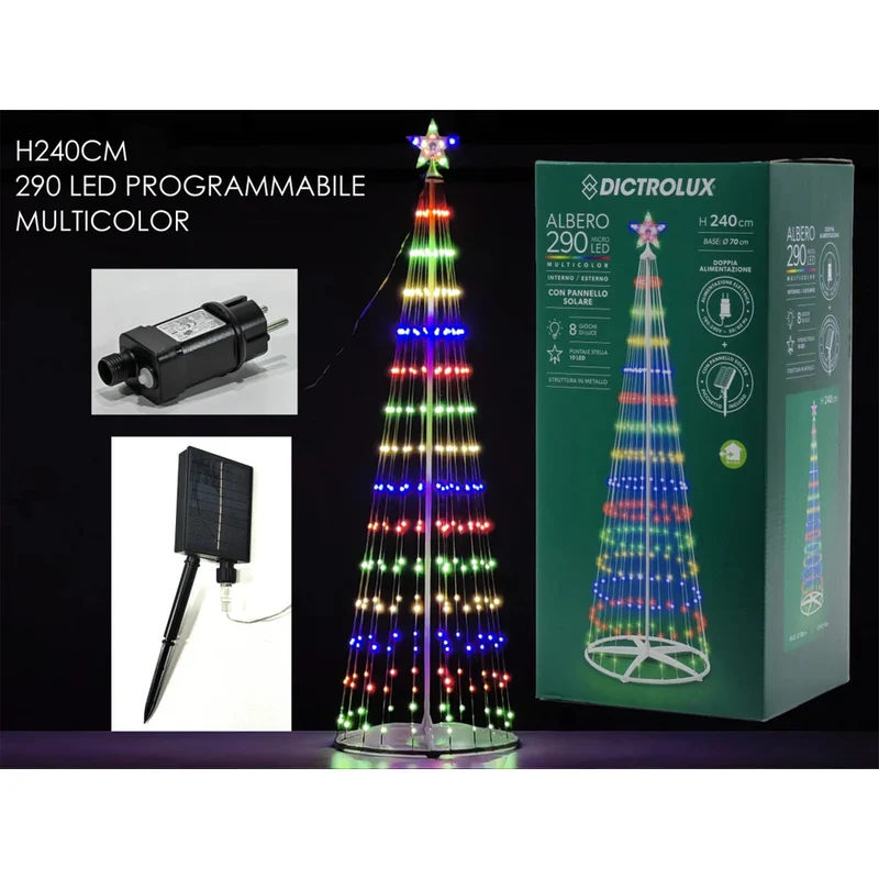 Albero Luminoso 290 Led Multicolor H240cm