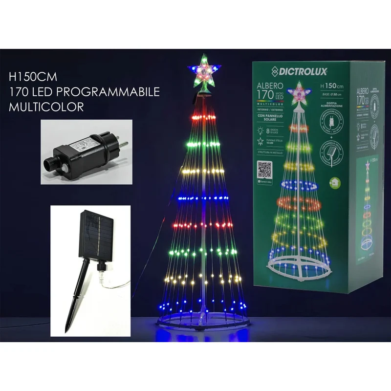 Albero Luminoso 170 Led Multicolor H150cm