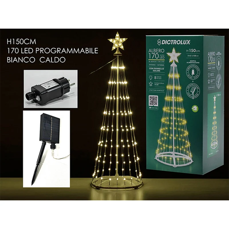 Albero Luminoso 170 Led Bianco Caldo H150cm