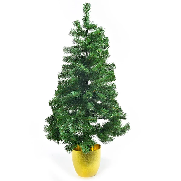 Albero Di Natale Verde H.90cm Con Vaso Alla Base