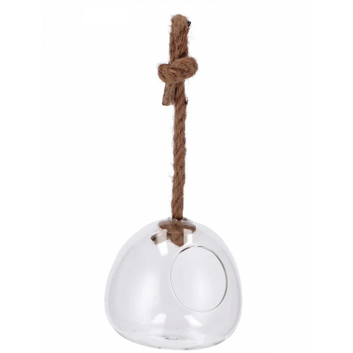 Vaso da appendere in vetro con corda