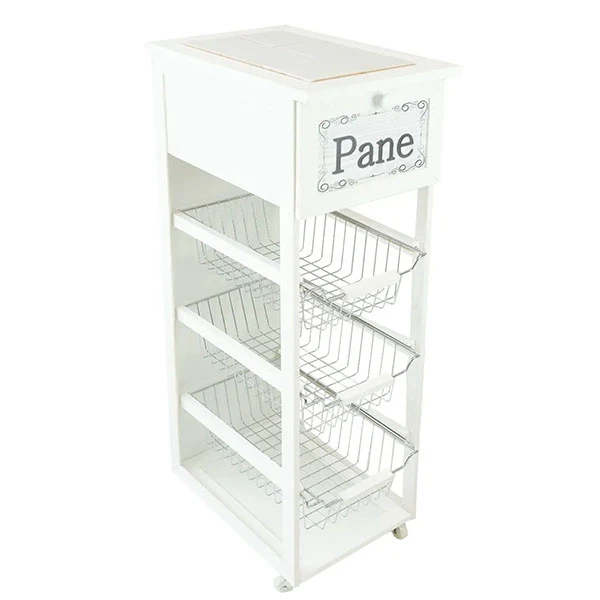 Carrello Da Cucina Slim Bianco 39x29x81,5 Cm