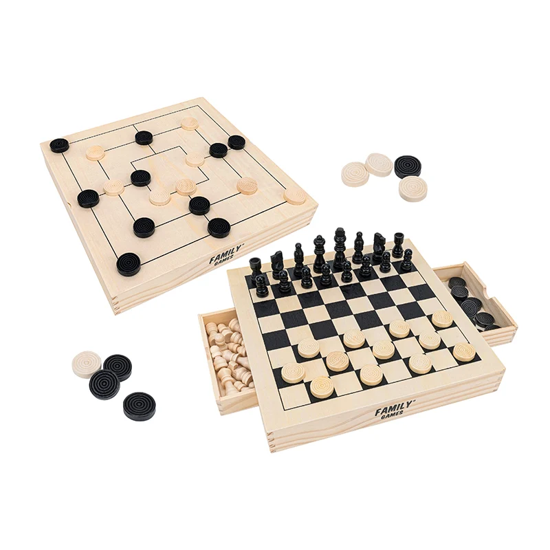 Scacchi/Dama/Filetto In Legno Gioco Da Tavolo