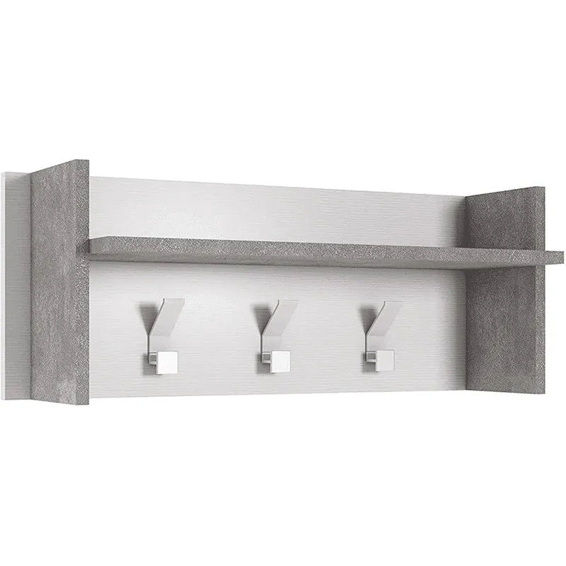 Appendiabiti Bianco 3 Ganci 1 Mensola 90x29x34 Cm