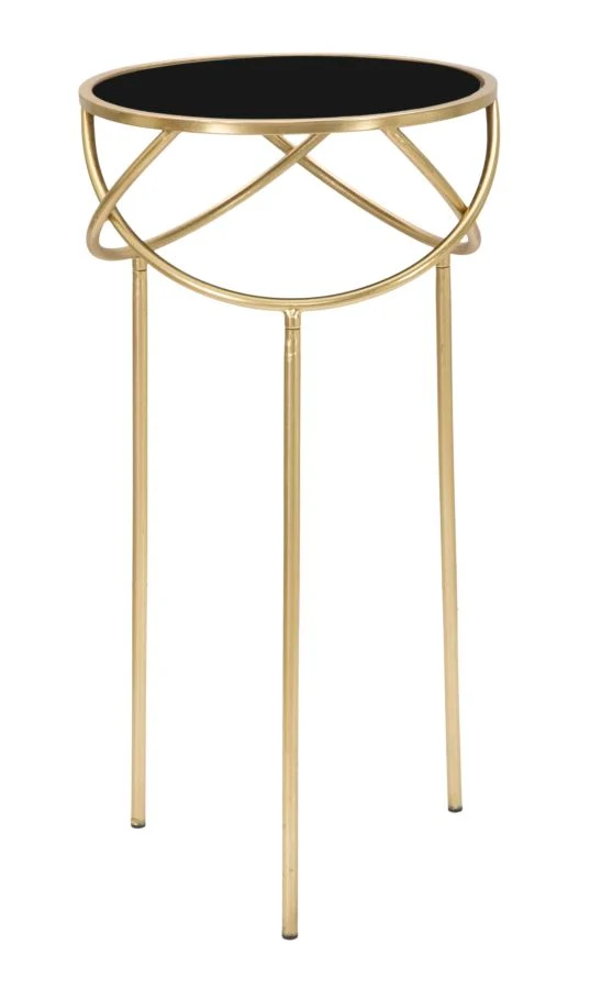 Tavolino Portatelefono Ring Ø 40 x 80 cm in Metallo e Vetro